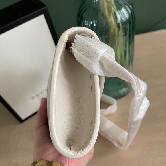 ❌SOLD❌NEW Gucci Mini Rajah White Leather Cross Body Bag Chain Wallet - Picture 5 of 8
